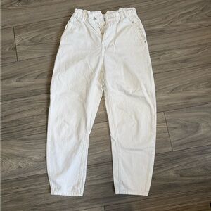 Zara White Elastic Waist Pants US 2